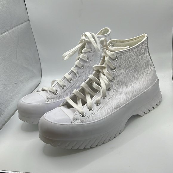 NWT Converse Lugged 2.0 Platform Shoe Sneakers High Top White Leather Womens 10 - Picture 5 of 13